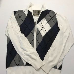 Men's argyle sweater zip up